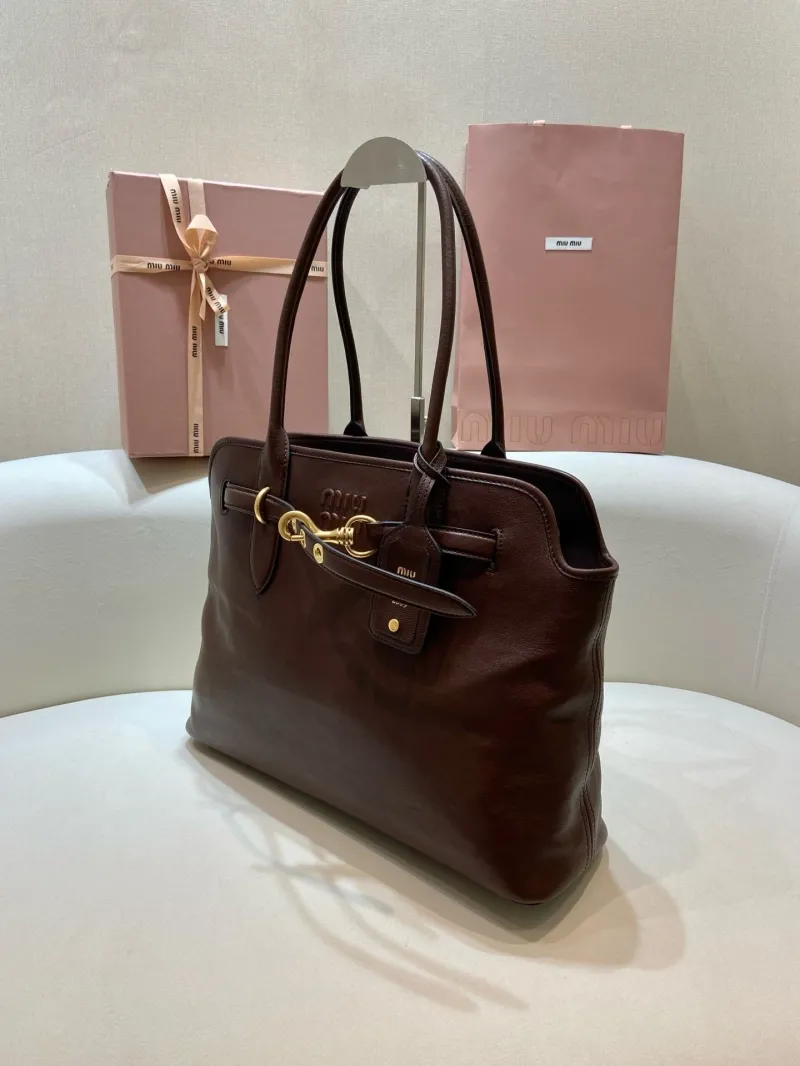 Alternative view of Miu Miu Brown Leather Top Handle Tote Bag 547