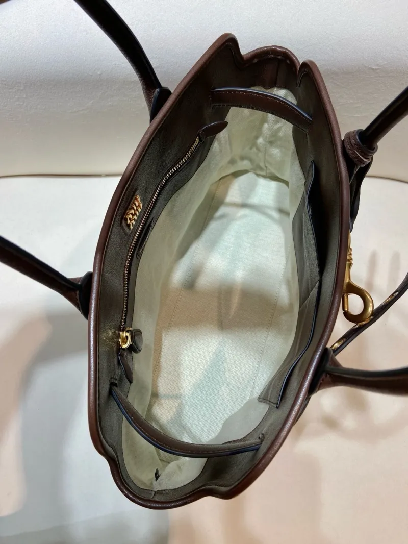 Miu Miu Brown Leather Top Handle Tote Bag 547 - Image 8