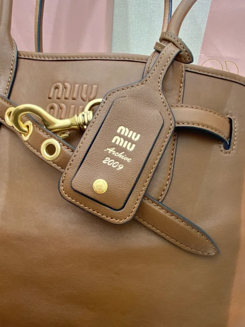 Miu Miu Brown Leather Top Handle Tote Bag 548 - Image 6