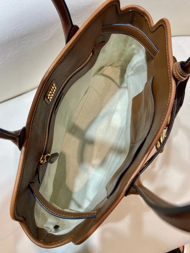 Miu Miu Brown Leather Top Handle Tote Bag 548 - Image 7