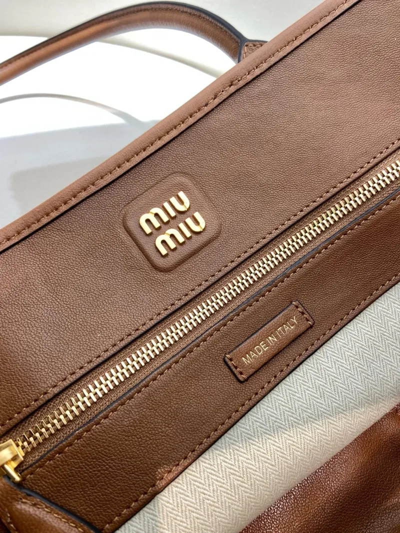 Miu Miu Brown Leather Top Handle Tote Bag 548 - Image 8