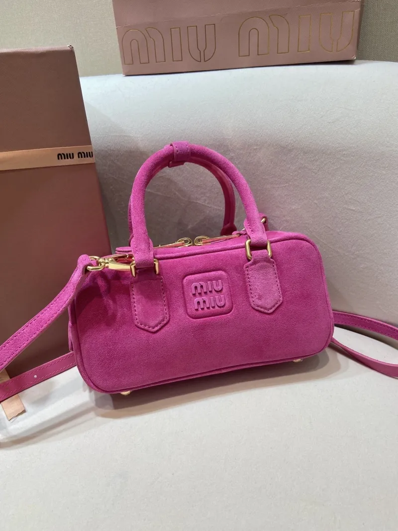 Miu Miu Fuchsia Pink Suede Top Handle Crossbody Bag 550