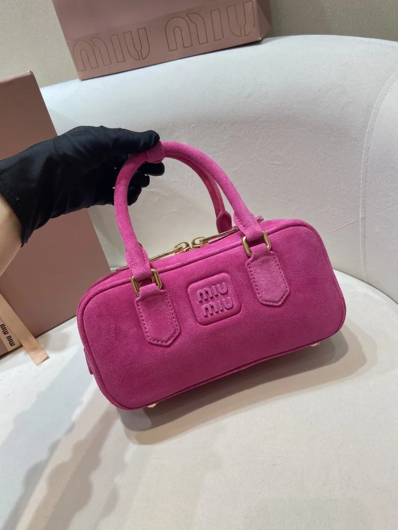 Miu Miu Fuchsia Pink Suede Top Handle Crossbody Bag 550 - Image 3
