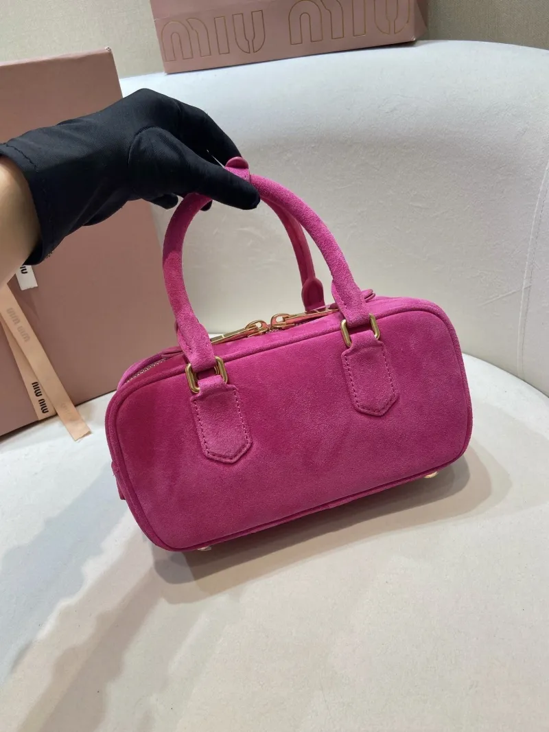 Miu Miu Fuchsia Pink Suede Top Handle Crossbody Bag 550 - Image 4