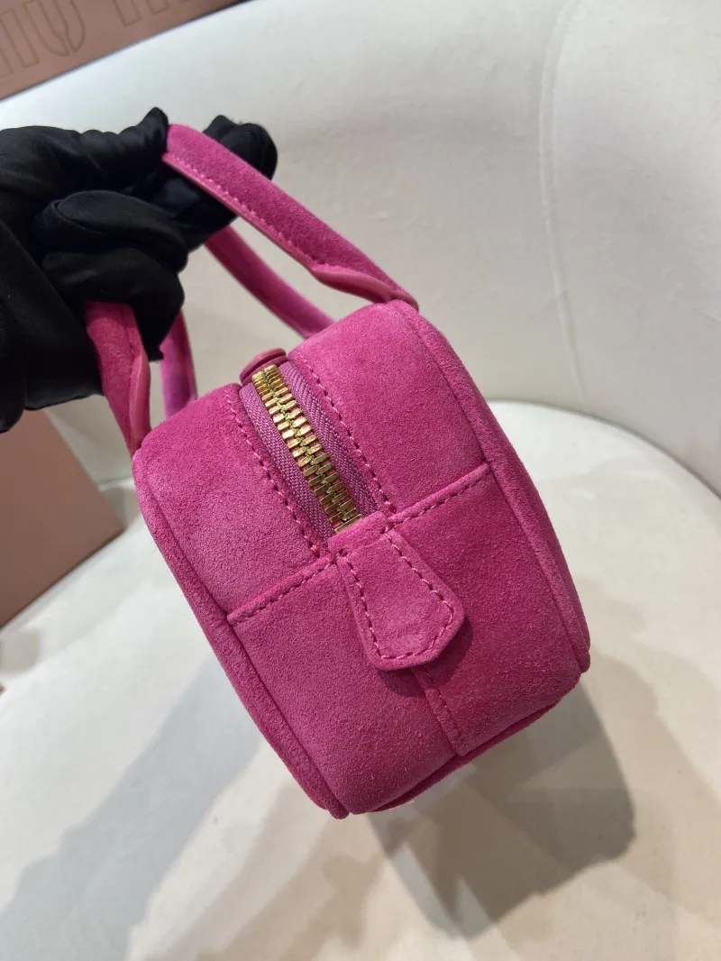 Miu Miu Fuchsia Pink Suede Top Handle Crossbody Bag 550 - Image 5