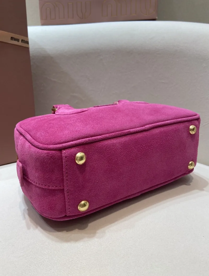 Miu Miu Fuchsia Pink Suede Top Handle Crossbody Bag 550 - Image 7