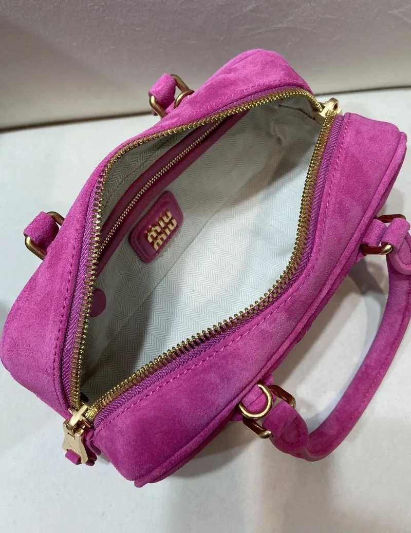 Miu Miu Fuchsia Pink Suede Top Handle Crossbody Bag 550 - Image 8
