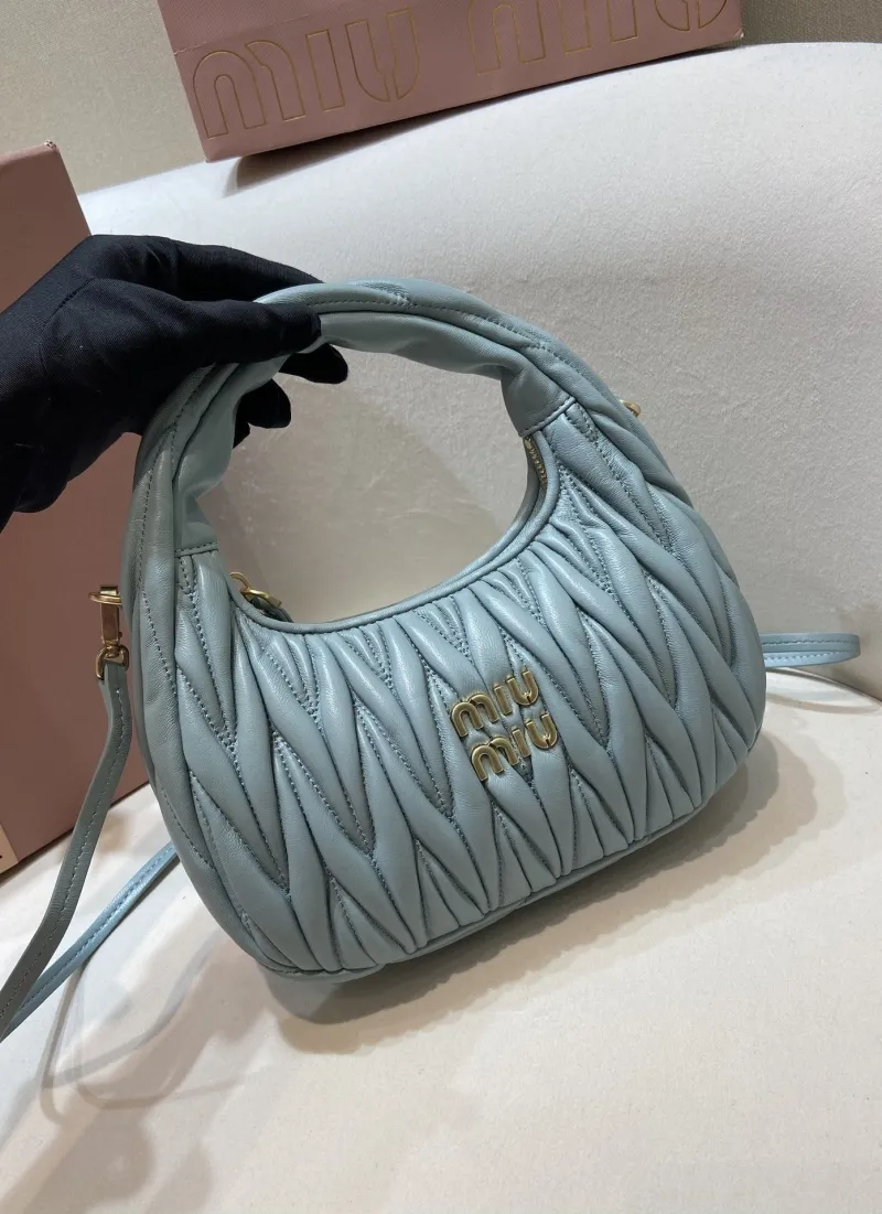 Miu Miu Light Blue Matelassé Top Handle Crossbody Bag 551 - Image 3