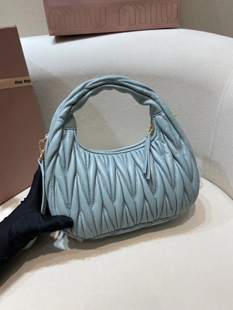 Miu Miu Light Blue Matelassé Top Handle Crossbody Bag 551 - Image 4