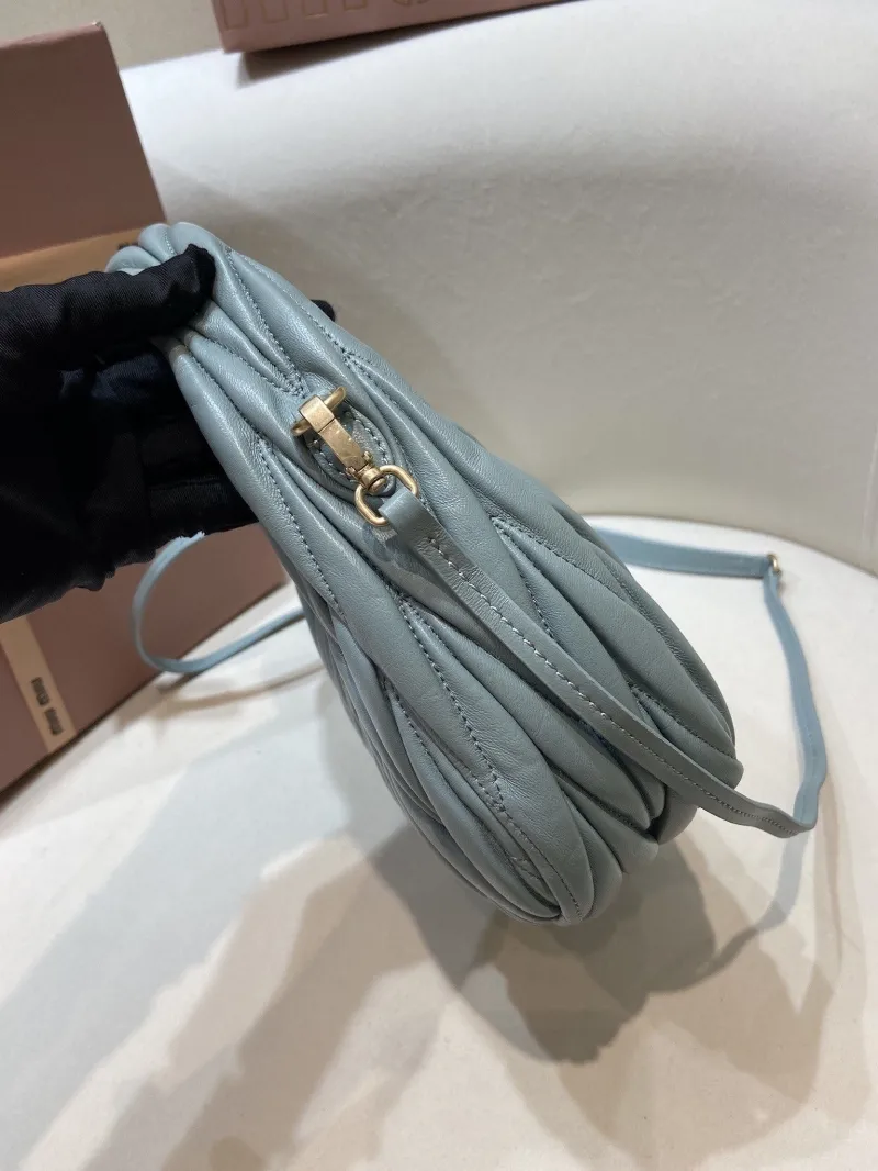 Miu Miu Light Blue Matelassé Top Handle Crossbody Bag 551 - Image 5