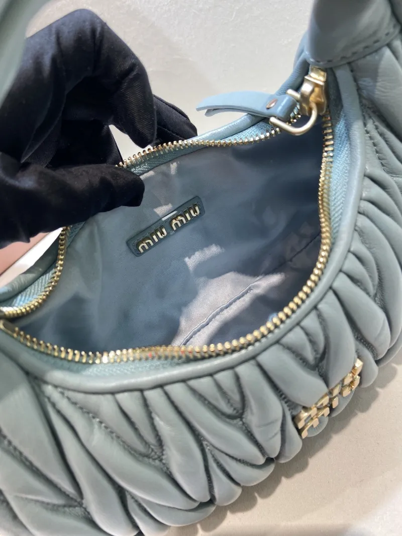 Miu Miu Light Blue Matelassé Top Handle Crossbody Bag 551 - Image 8