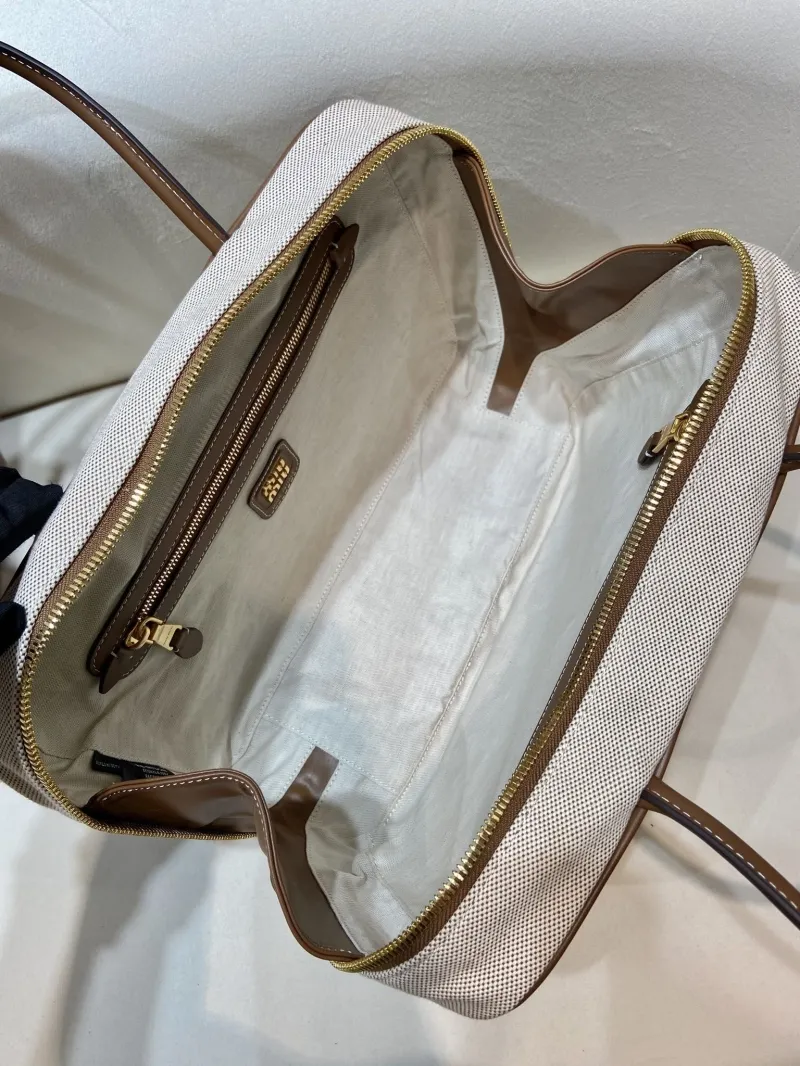 MIU MIU 555 Beige Canvas Top Handle Bag - Image 8