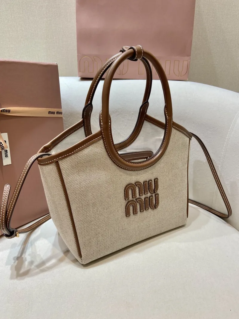 Alternative view of Miu Miu Beige Canvas Top Handle Bag 557