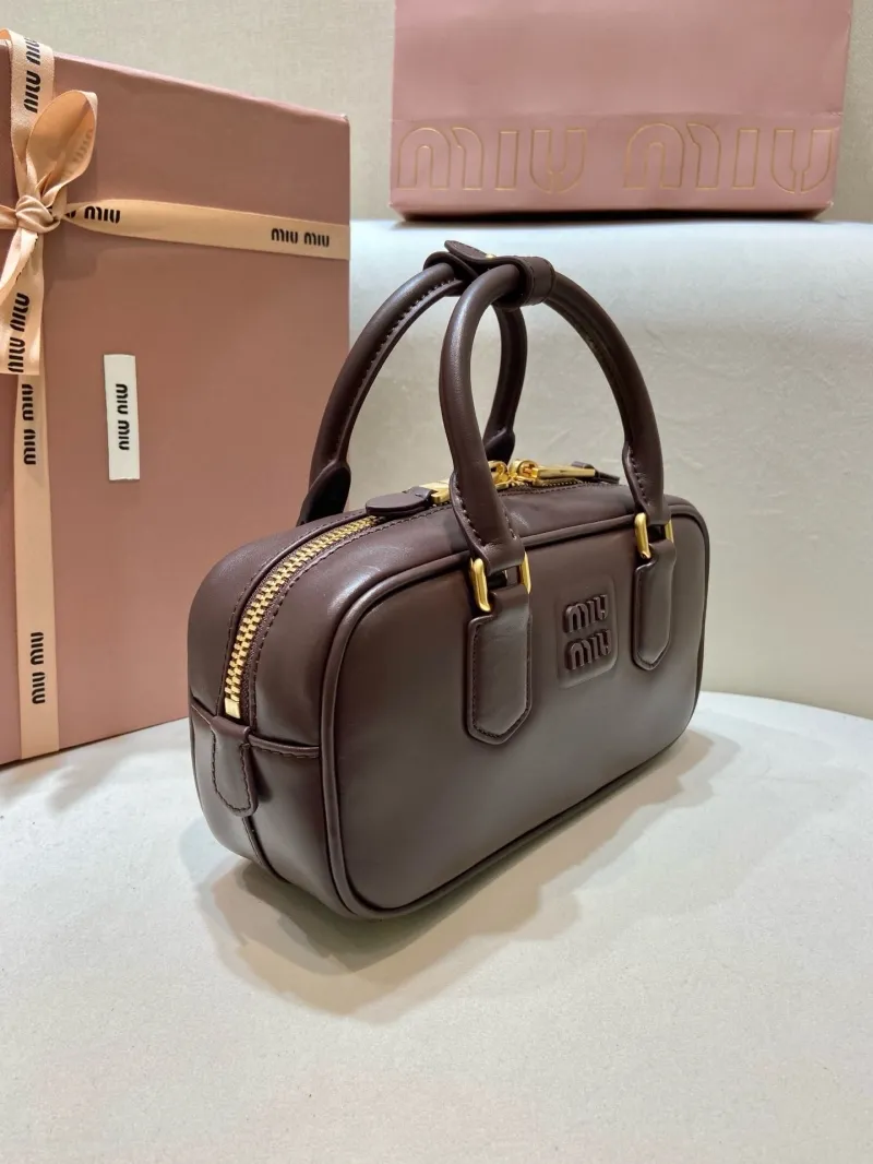 Miu Miu Brown Leather Top Handle Bag 568 - Image 3