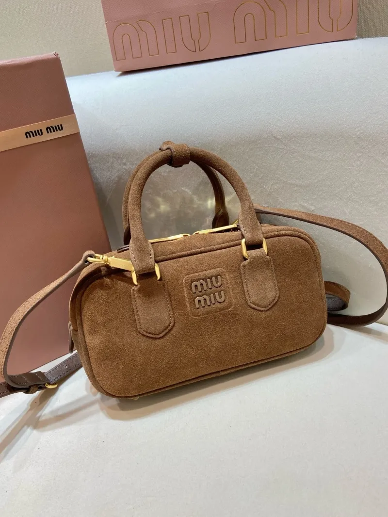 Miu Miu Brown Suede Top Handle Bag 569