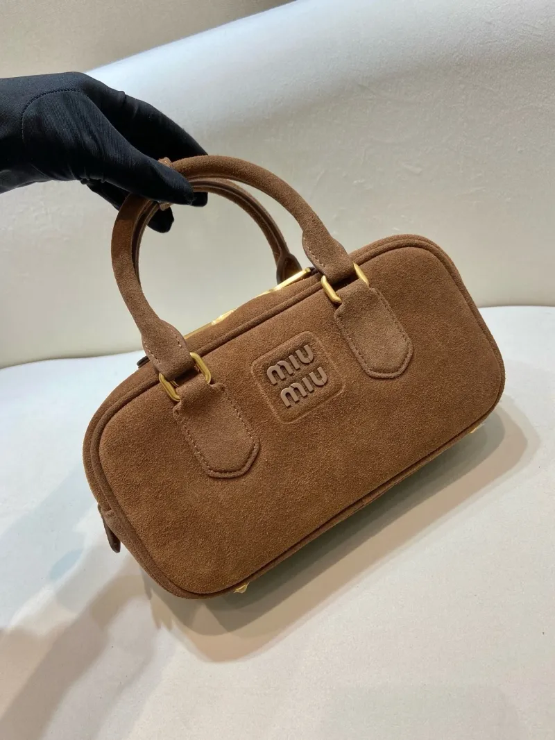 Alternative view of Miu Miu Brown Suede Top Handle Bag 569