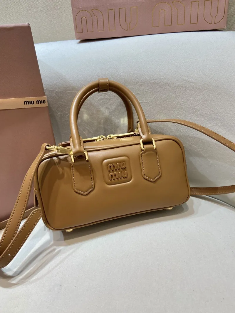 Miu Miu Brown Leather Top Handle Bag