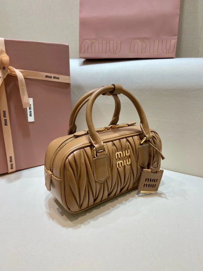 Alternative view of Miu Miu Brown Matelassé Top Handle Bag 576