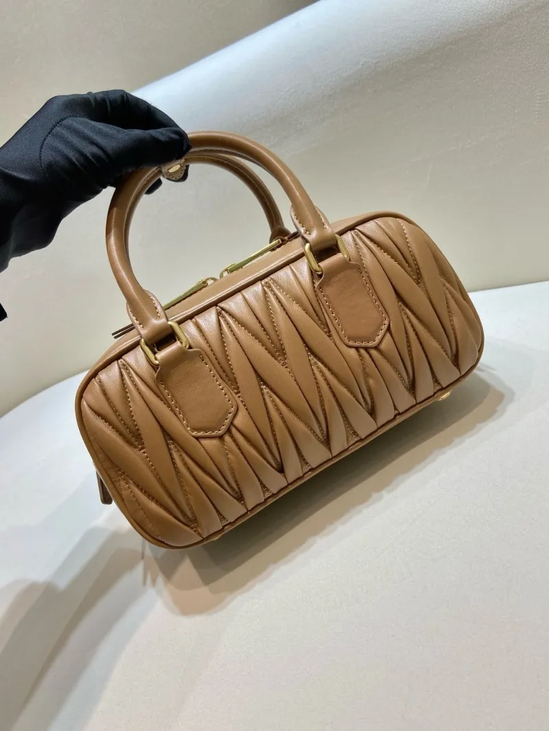 Miu Miu Brown Matelassé Top Handle Bag 576 - Image 4