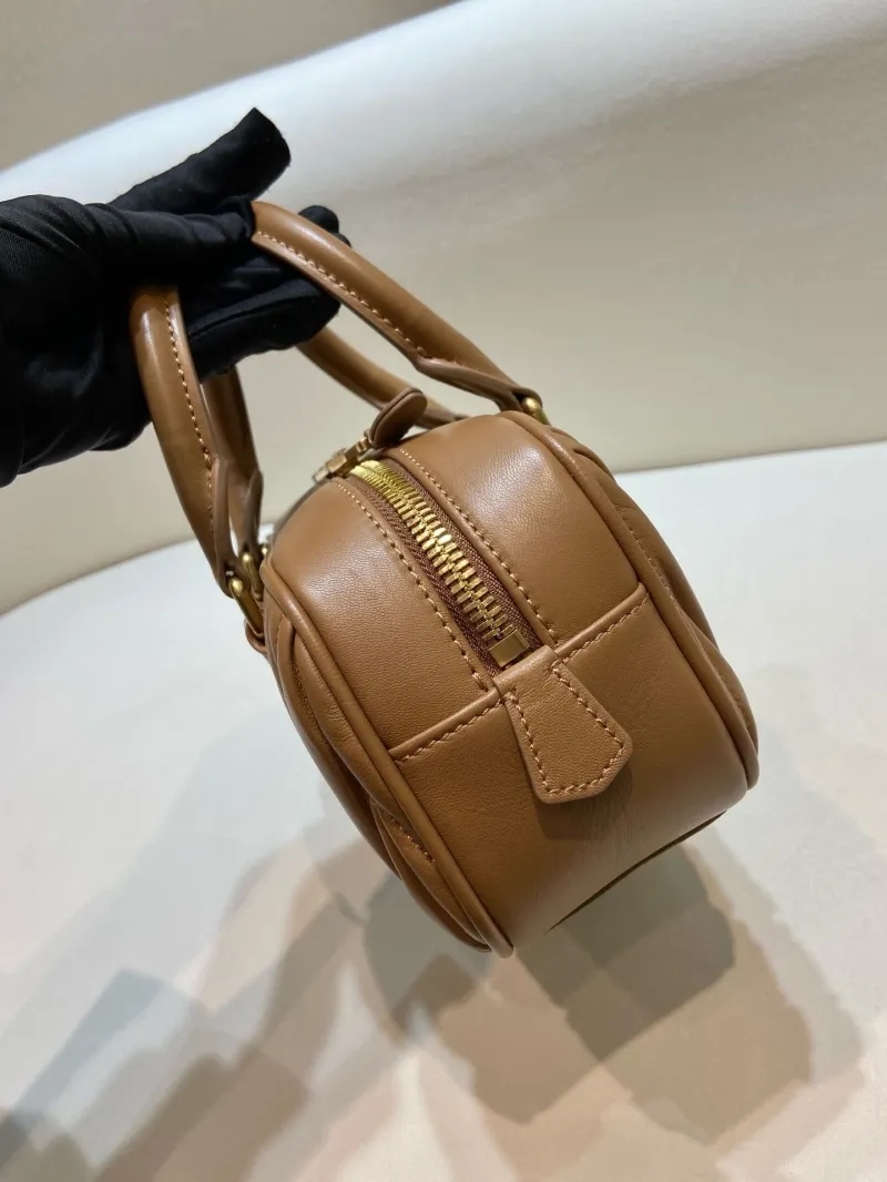 Miu Miu Brown Matelassé Top Handle Bag 576 - Image 5