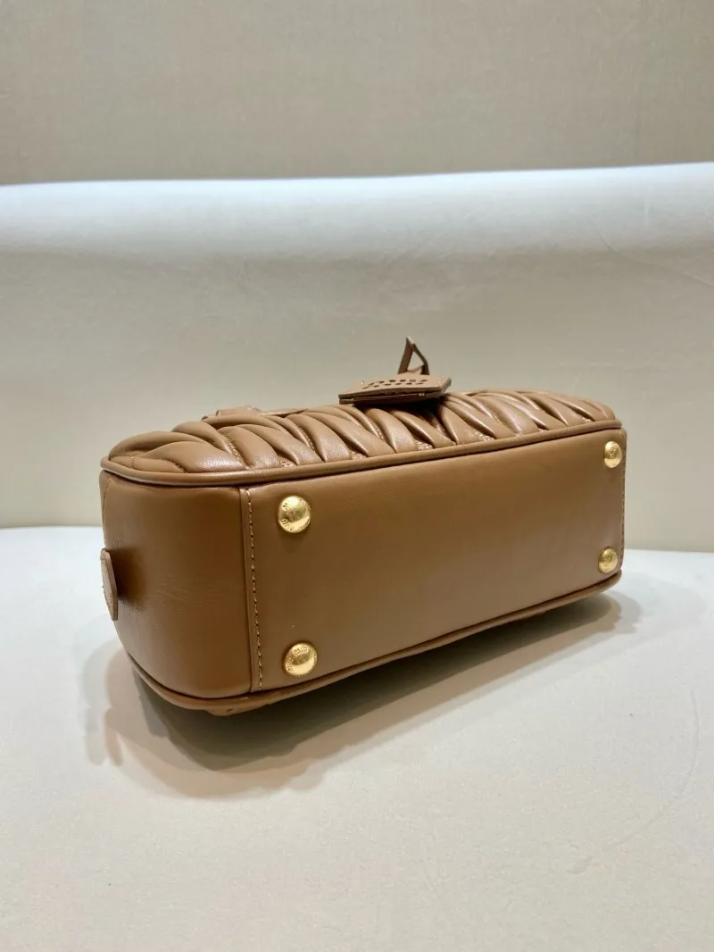 Miu Miu Brown Matelassé Top Handle Bag 576 - Image 7