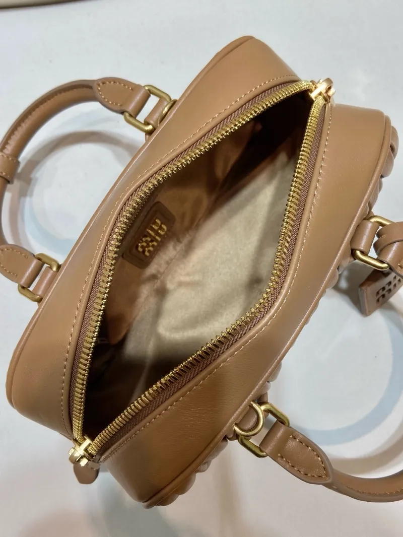 Miu Miu Brown Matelassé Top Handle Bag 576 - Image 8