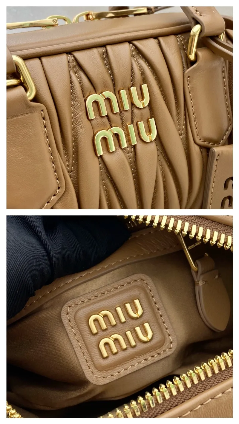 Miu Miu Brown Matelassé Top Handle Bag 576 - Image 9