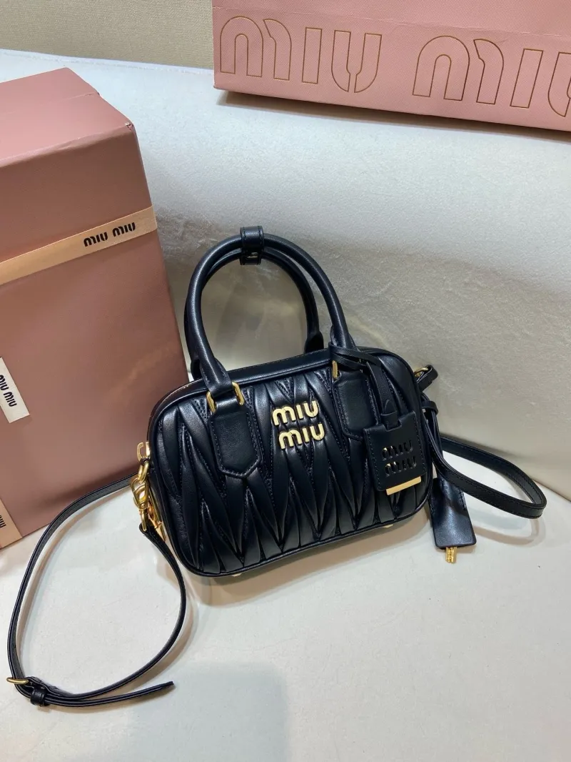 Miu Miu Black Matelasse Top Handle Crossbody Bag 578