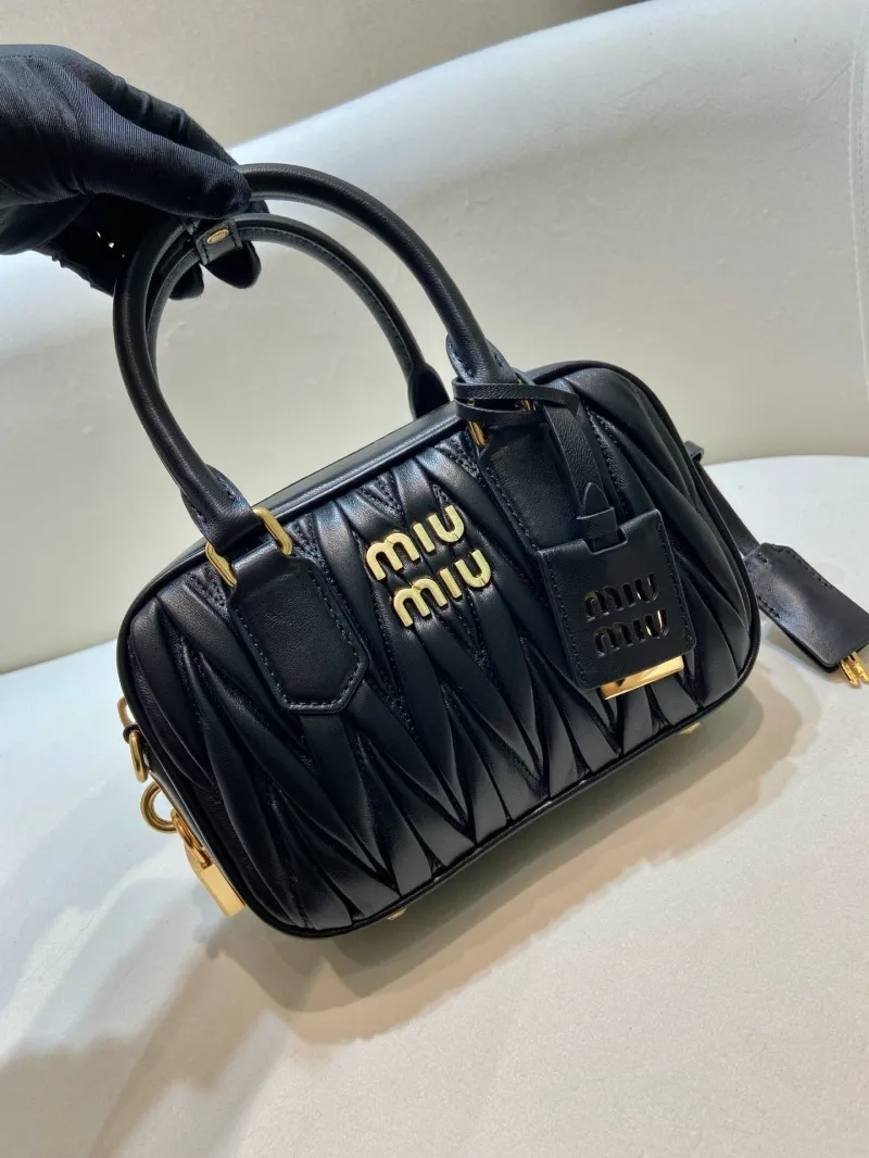 Miu Miu Black Matelasse Top Handle Crossbody Bag 578 - Image 3