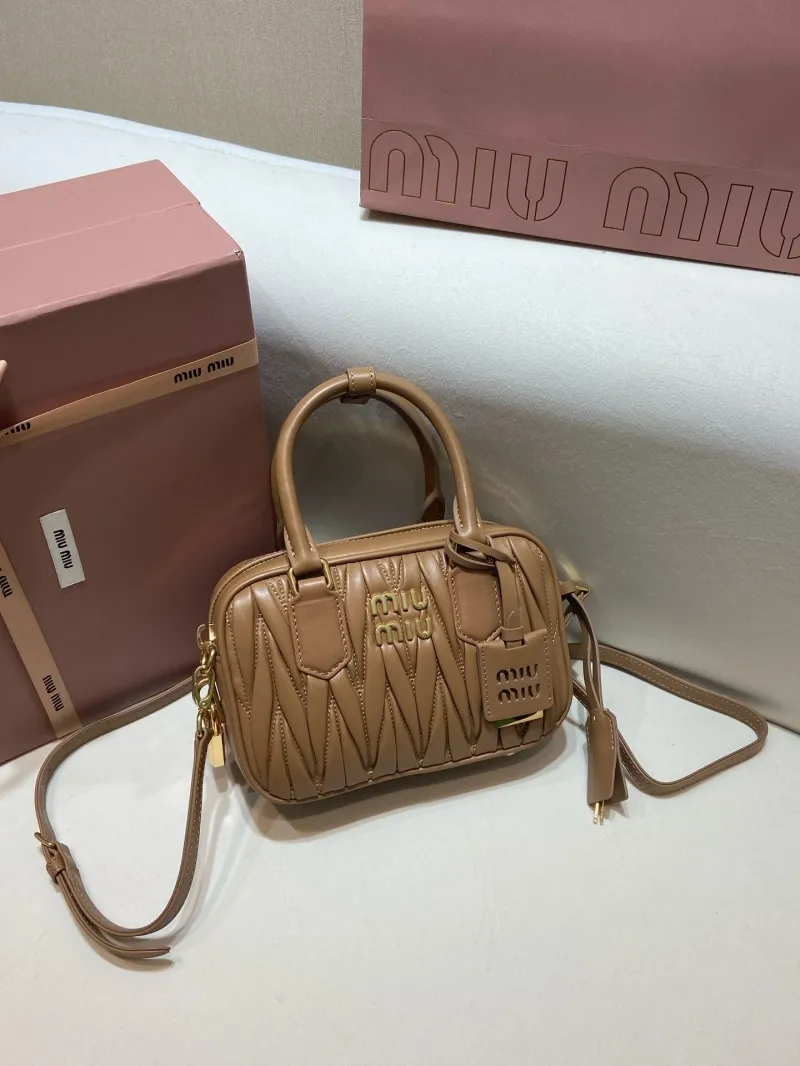 Miu Miu Brown Matelasse Top Handle Crossbody Bag 579