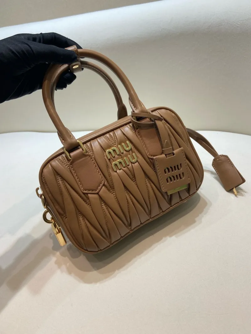 Miu Miu Brown Matelasse Top Handle Crossbody Bag 579 - Image 3