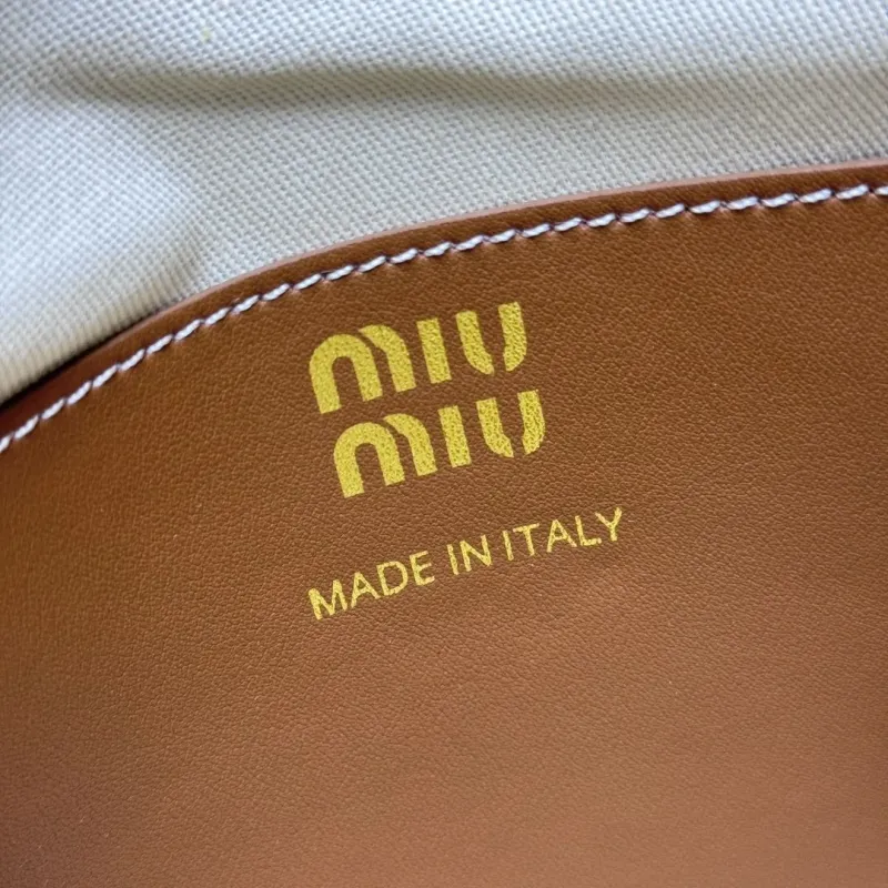 MIU MIU Brown Beige Striped Top Handle Crossbody Bag 581 - Image 8