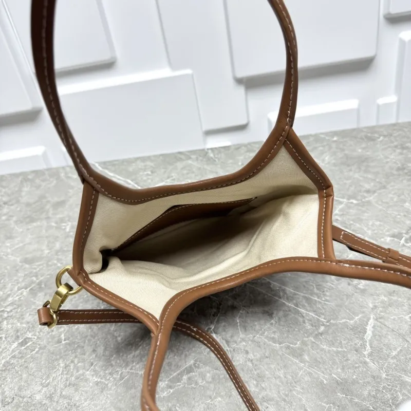 MIU MIU Brown Beige Striped Top Handle Crossbody Bag 581 - Image 9
