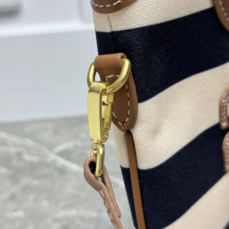 MIU MIU Black White Striped Top Handle Crossbody Bag 582 - Image 4