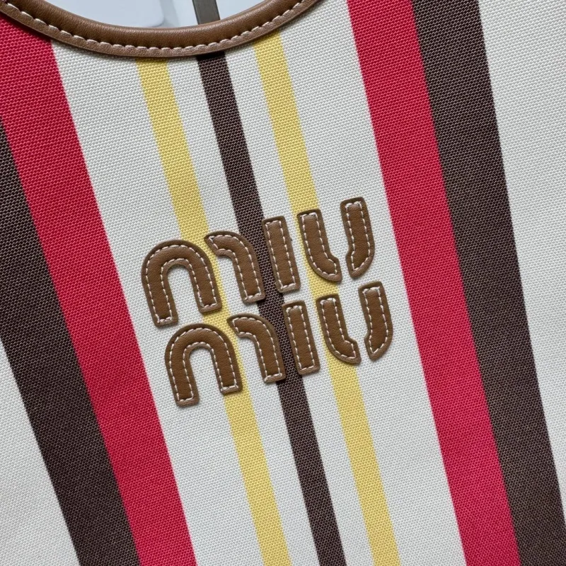 Alternative view of MIU MIU Beige Striped Tote Bag 583