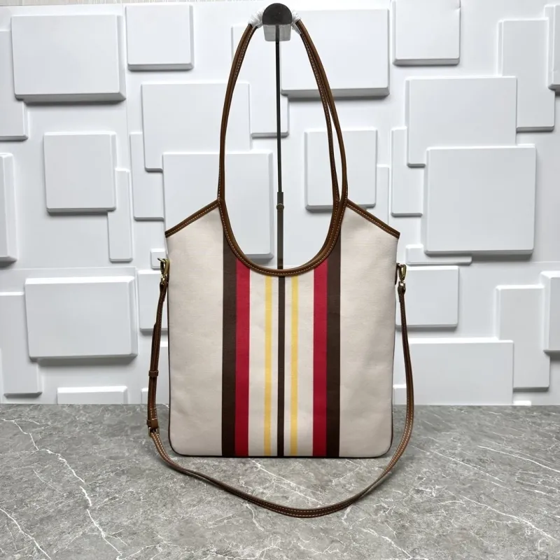 MIU MIU Beige Striped Tote Bag 583 - Image 5