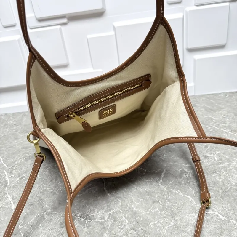 MIU MIU Beige Striped Tote Bag 583 - Image 9