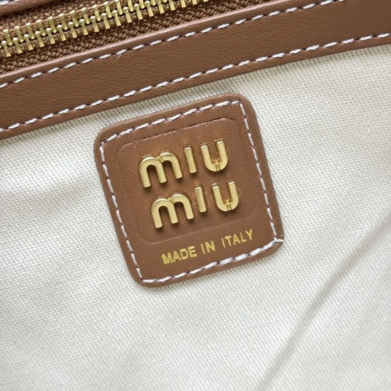 MIU MIU Black White Striped Top Handle Tote Bag 585 - Image 7