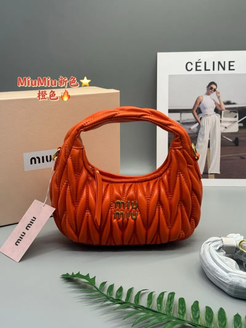 Miu Miu Orange Matelasse Top Handle Bag 589