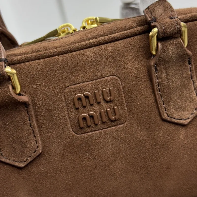 Alternative view of Miu Miu Brown Suede Top Handle Crossbody Bag 590