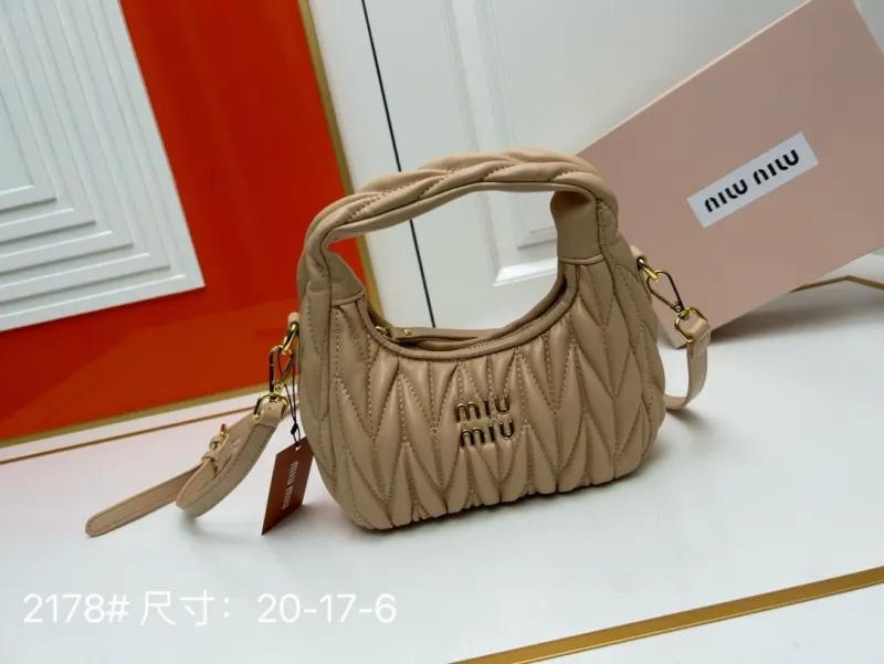Miu Miu Beige Quilted Top Handle Crossbody Bag 2178