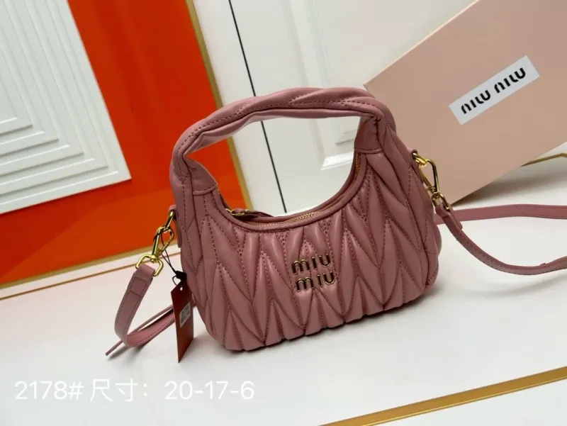 Miu Miu Pink Quilted Top Handle Crossbody Bag 2178