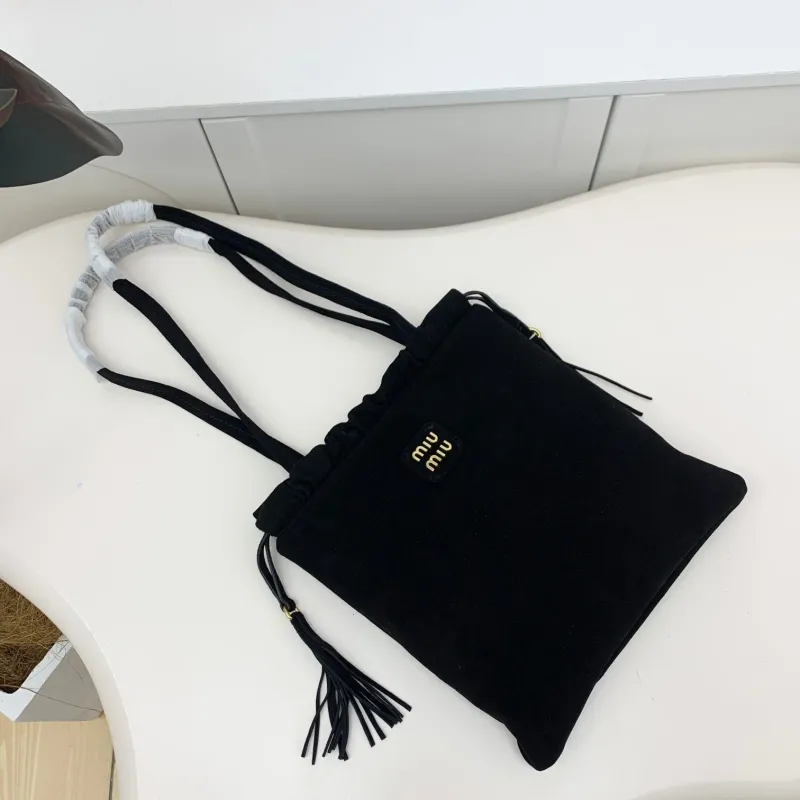 Miu Miu Black Suede Top Handle Bag 609