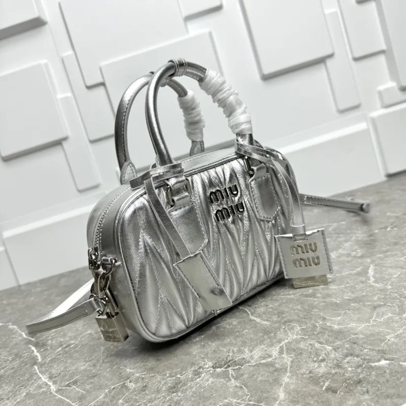 Miu Miu Silver Top Handle Crossbody Bag - Image 4