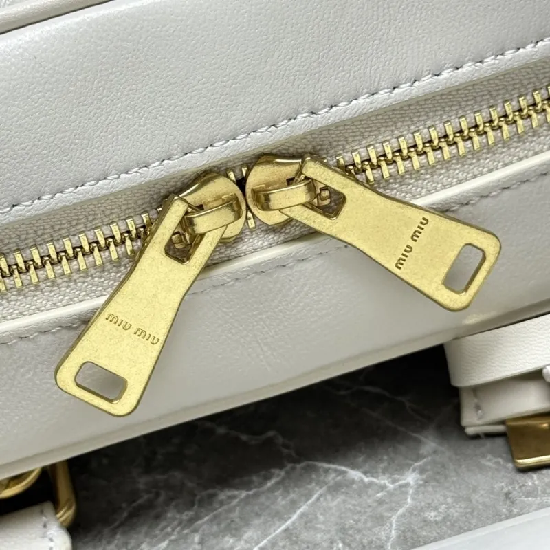 Miu Miu Cream Quilted Leather Top Handle Crossbody Bag - Image 7