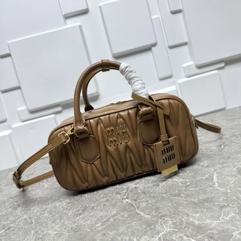 MIU MIU Brown Leather Top Handle Bag 622