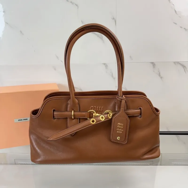 Miu Miu Brown Leather Top Handle Bag 625