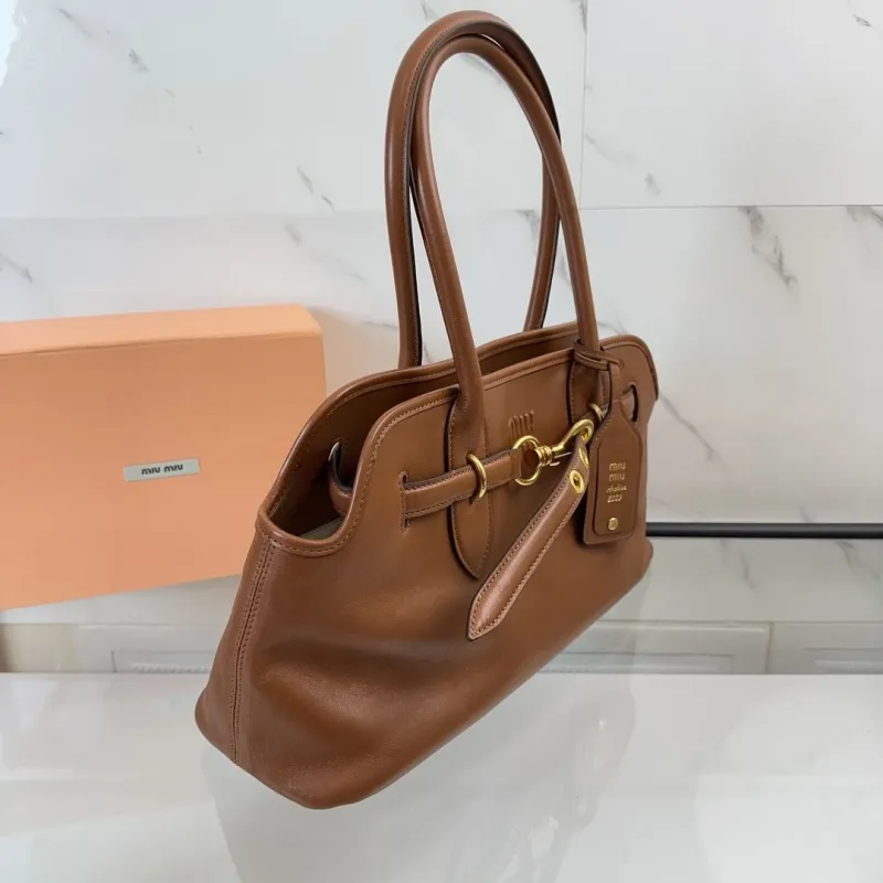 Miu Miu Brown Leather Top Handle Bag 625 - Image 3