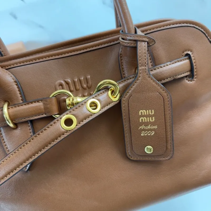 Miu Miu Brown Leather Top Handle Bag 625 - Image 4