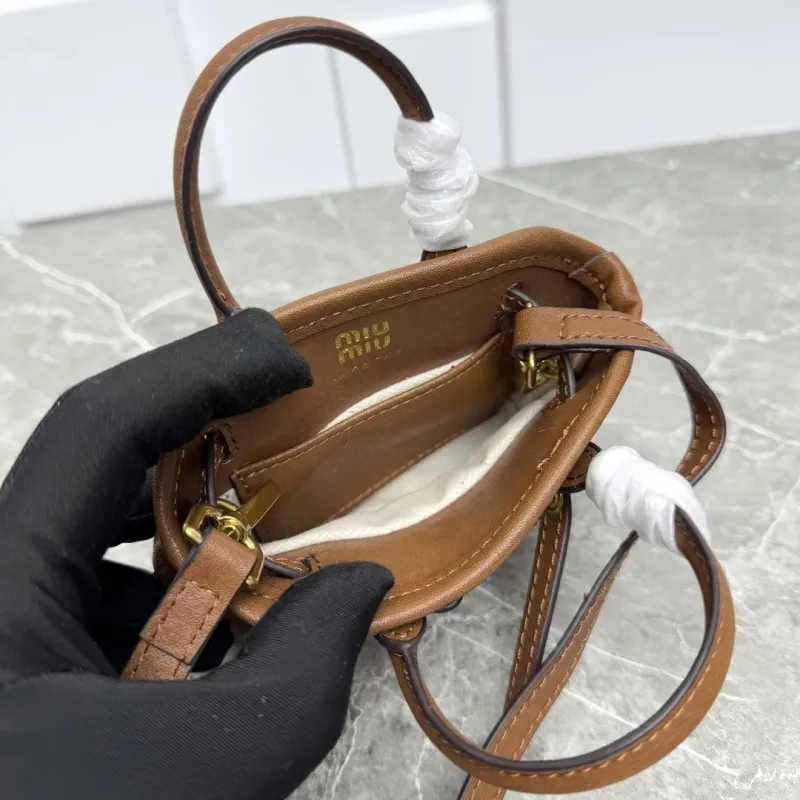 MIU MIU Brown Mini Top Handle Crossbody Bag - Image 9